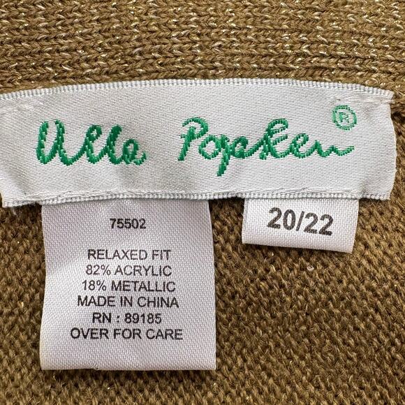 Ulla Popken Plus Size 20/22 Boyfriend Cardigan Sweater Gold Metallic Holiday - Picture 7 of 10